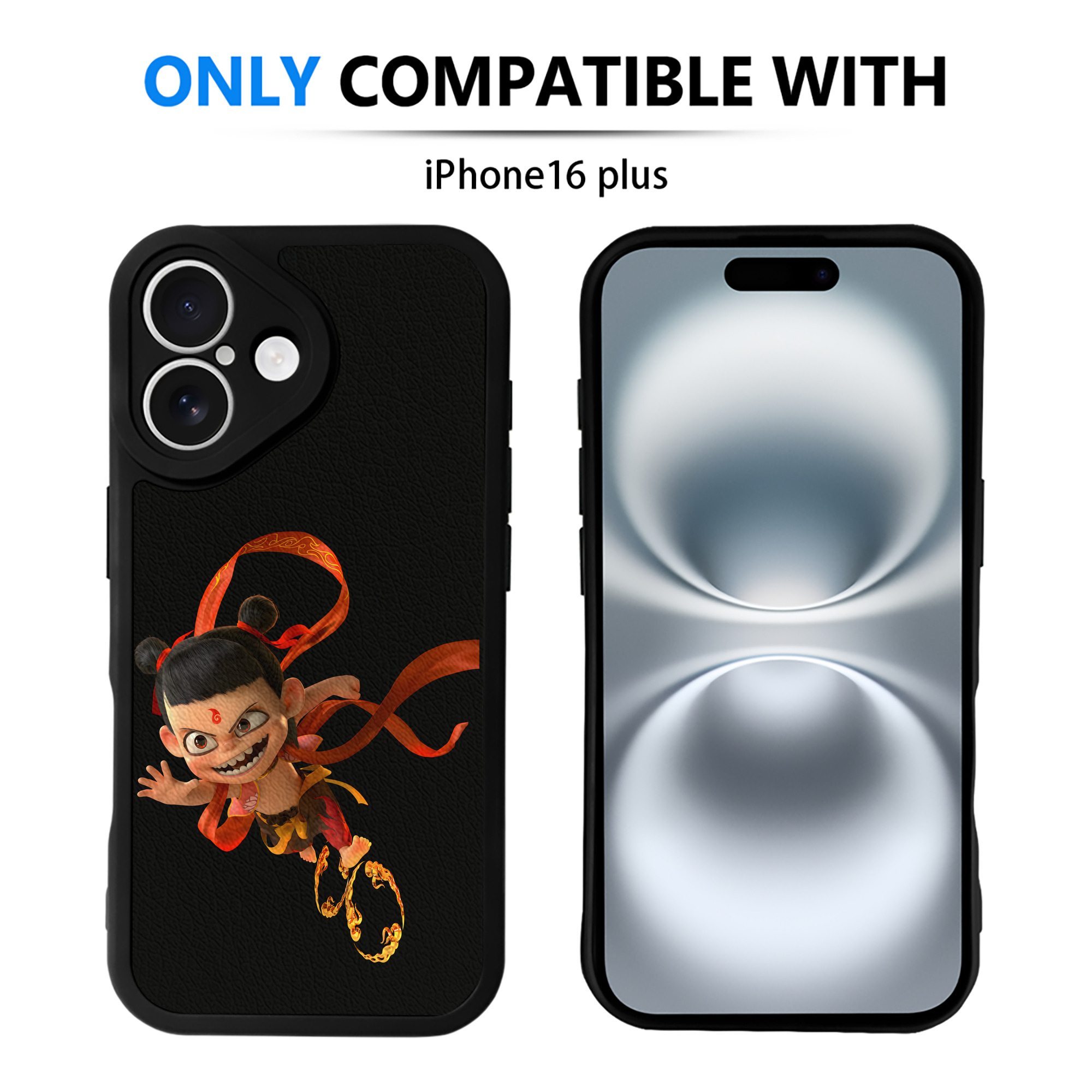 （画像用） Ne Zha 2 ナタ 魔童の大暴れ 【iPhone 16シリーズ対応】シリコンスマホケース（レザー調） 材質：シリコン